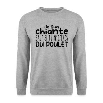 Woman who adores: Chicken. Funny Design Humor - Unisex Sweatshirt - salt & pepper - Front - Alina (178cm) & Michal (187cm)