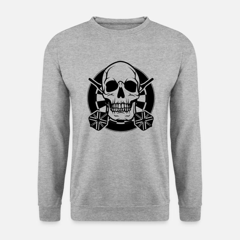 Dart Dartpfeile Totenkopf Pfeil WM 180 Geschenk - Unisex Pullover - Weißgrau meliert