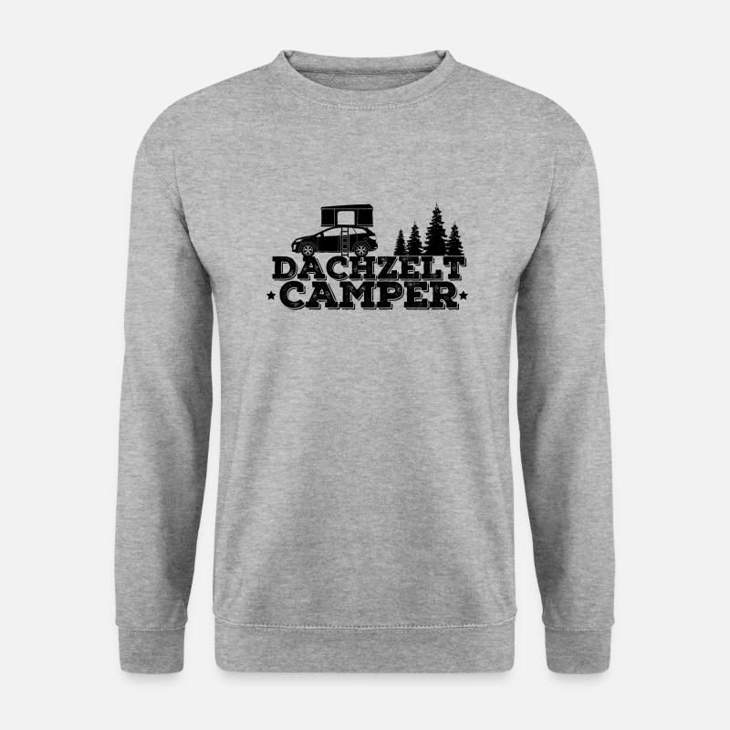 Dachzelt CAMPER - Hartschalendachzelt Geschenk - Unisex Pullover - Weißgrau meliert