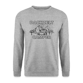 Dachzelt Camper Autodachzelt Klappdachzelt - Unisex Pullover - Weißgrau meliert - Vorne - Alina (178cm) & Michal (187cm)