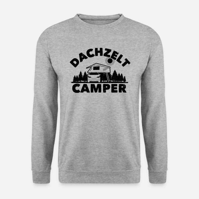 Dachzelt Camper | Klappdachzelt Camping Urlaub - Unisex Pullover - Weißgrau meliert
