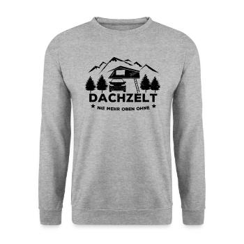 Dachzelt Aufkleber Geschenk Camping Camper Natur - Unisex Pullover - Weißgrau meliert - Vorne - Alina (178cm) & Michal (187cm)