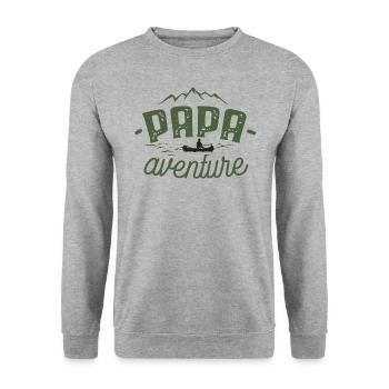 Papa aventure - Sweat-shirt Unisexe - gris chiné - Devant - Alina (178cm) & Michal (187cm)