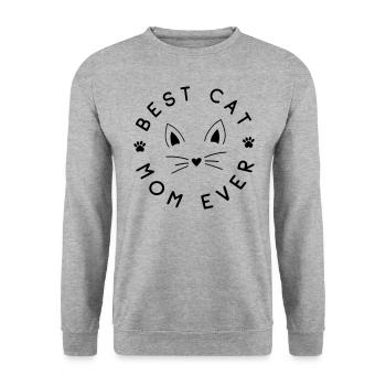 MEILLEURS CHATS MAMAN CHATTE TOUJOURS DRÔLE MOTIF DE DICTON - Sweat-shirt Unisexe - gris chiné - Devant - Alina (178cm) & Michal (187cm)