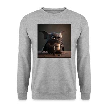 Bat Coffee Caffeine Nocturnal Lusitg - Unisex Sweatshirt - salt & pepper - Front - Alina (178cm) & Michal (187cm)