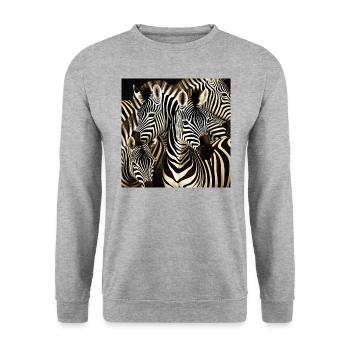 Zebra Muster Tier Cool Afrika Safari Zebras - Unisex Pullover - Weißgrau meliert - Vorne - Alina (178cm) & Michal (187cm)