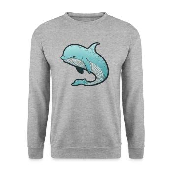 dolphin comic cute anime cartoon cute babies - Unisex Sweatshirt - salt & pepper - Front - Alina (178cm) & Michal (187cm)