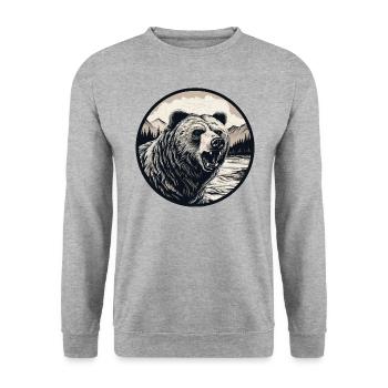 Grizzly Bär - Unisex Pullover - Weißgrau meliert - Vorne - Alina (178cm) & Michal (187cm)