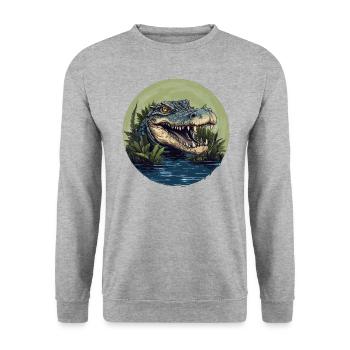 Crocodile - Unisex Sweatshirt - salt & pepper - Front - Alina (178cm) & Michal (187cm)