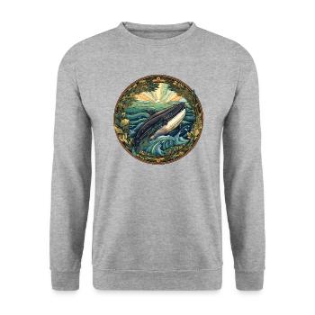 Whale - Unisex Sweatshirt - salt & pepper - Front - Alina (178cm) & Michal (187cm)