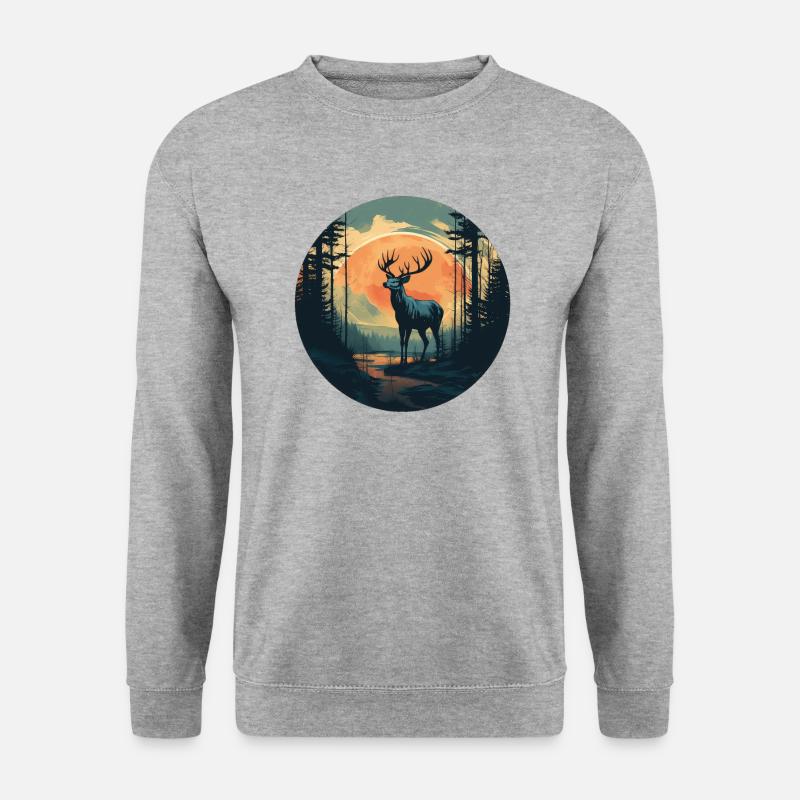Hirsch - Unisex Pullover - Weißgrau meliert