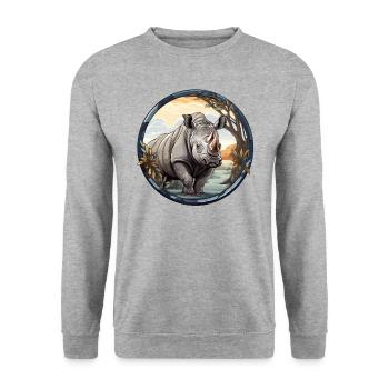 Nashorn - Unisex Pullover - Weißgrau meliert - Vorne - Alina (178cm) & Michal (187cm)