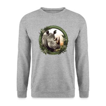 Nashorn - Unisex Pullover - Weißgrau meliert - Vorne - Alina (178cm) & Michal (187cm)