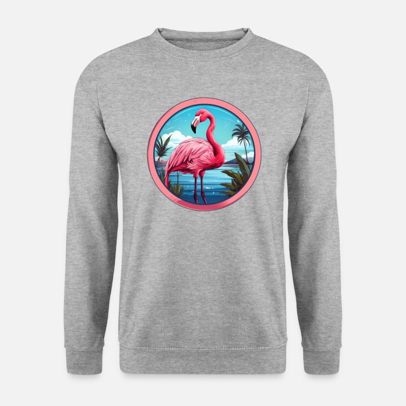 Flamingo - Unisex Pullover - Weißgrau meliert