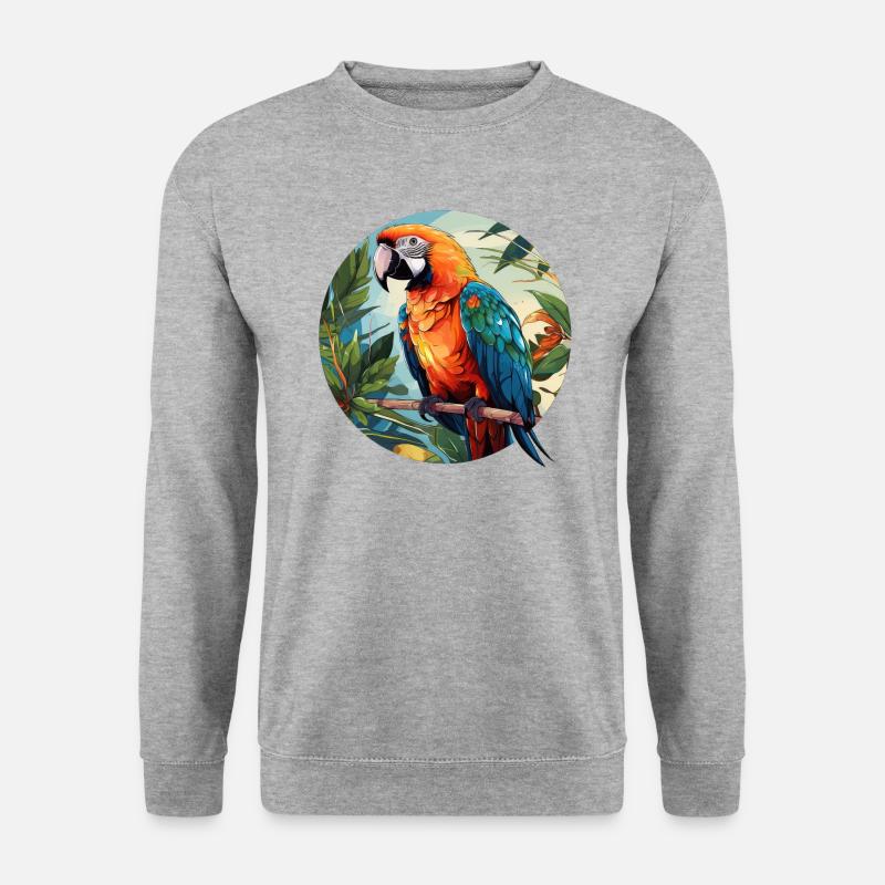 Papagei - Unisex Pullover - Weißgrau meliert
