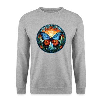 Papillon - Sweat-shirt Unisexe - gris chiné - Devant - Alina (178cm) & Michal (187cm)