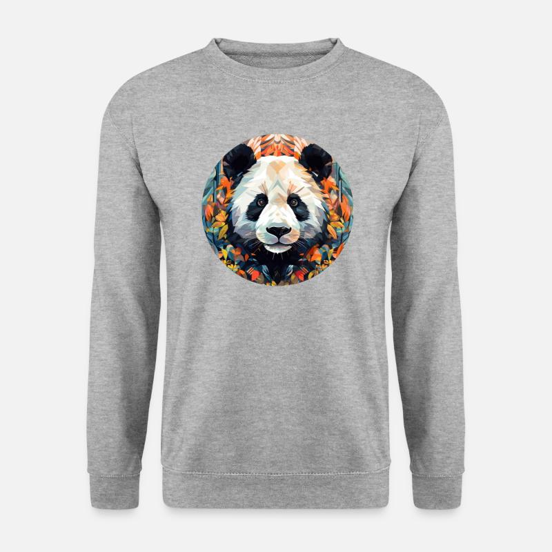 Panda - Unisex Pullover - Weißgrau meliert