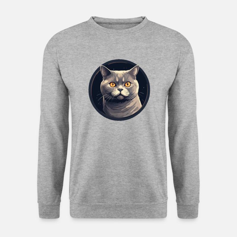 Britisch Kurzhaar Katze - Unisex Pullover - Weißgrau meliert