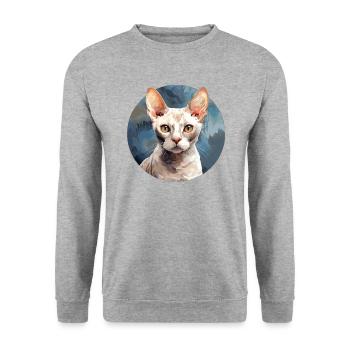 Devon Rex Cat - Unisex Sweatshirt - salt & pepper - Front - Alina (178cm) & Michal (187cm)