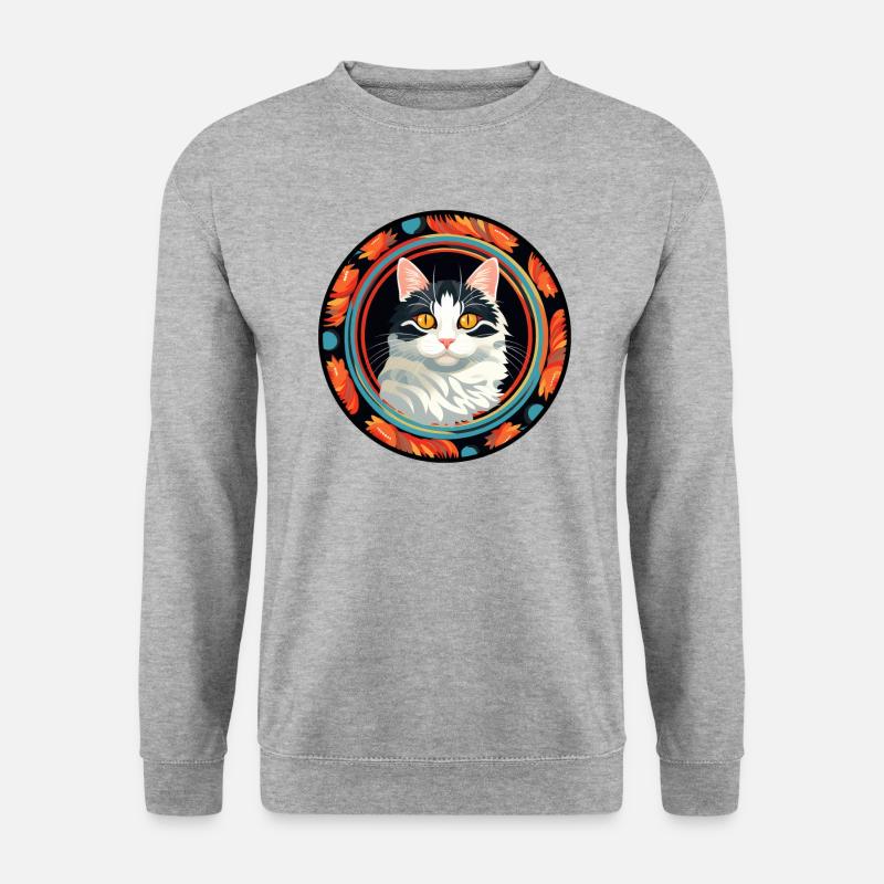 Japanese Bobtail Katze - Unisex Pullover - Weißgrau meliert