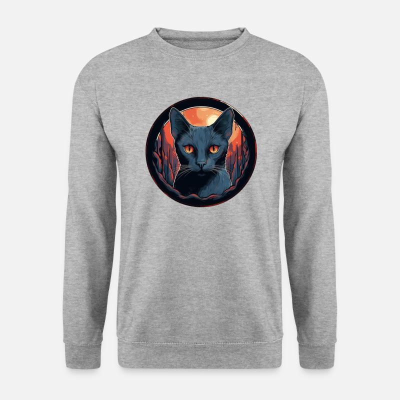 Russisch Blau Katze - Unisex Pullover - Weißgrau meliert