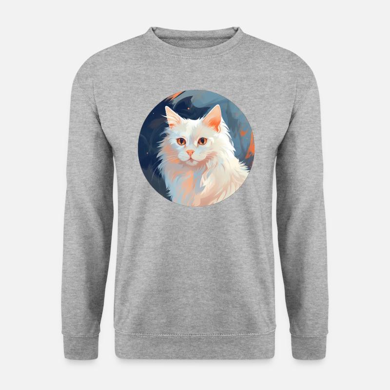 Türkisch Angora Katze - Unisex Pullover - Weißgrau meliert