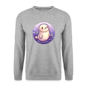 Sceau Kawaii - Sweat-shirt Unisexe - gris chiné - Devant - Alina (178cm) & Michal (187cm)