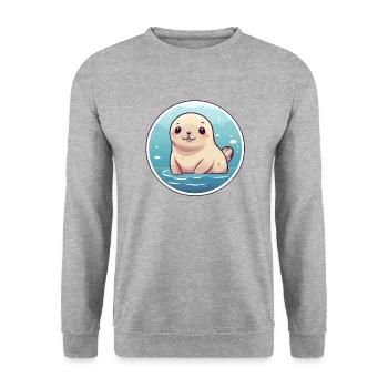Sceau Kawaii - Sweat-shirt Unisexe - gris chiné - Devant - Alina (178cm) & Michal (187cm)