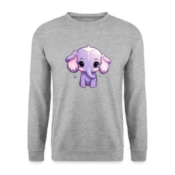 Baby Elefant Kawaii - Unisex Pullover - Weißgrau meliert - Vorne - Alina (178cm) & Michal (187cm)