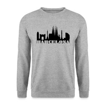 Skyline Barcelona Spain - Unisex Sweatshirt - salt & pepper - Front - Alina (178cm) & Michal (187cm)