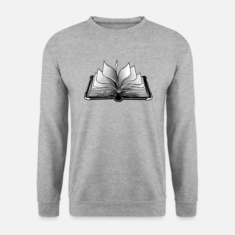 Buch - Unisex Pullover - Weißgrau meliert