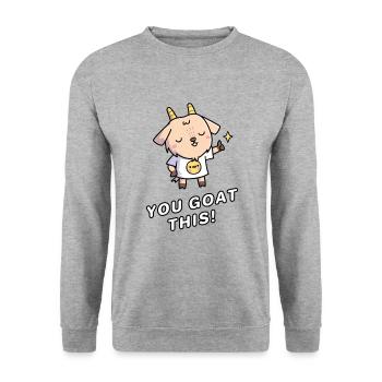 Vous chèvre cette drôle d'inspiration - Sweat-shirt Unisexe - gris chiné - Devant - Alina (178cm) & Michal (187cm)