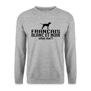 FRANCAIS BLANC ET NOIR quoi d’autre Chiens Wilsigns - Sweat-shirt Unisexe - gris chiné - Devant - Alina (178cm) & Michal (187cm)