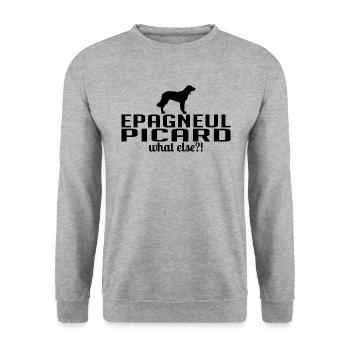EPAGNEUL PICARD what else Hundespruch Wilsigns - Unisex Pullover - Weißgrau meliert - Vorne - Alina (178cm) & Michal (187cm)