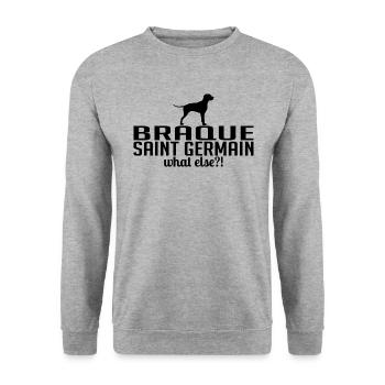 BRAQUE SAINT GERMAIN what else Hunde Wilsigns - Unisex Pullover - Weißgrau meliert - Vorne - Alina (178cm) & Michal (187cm)