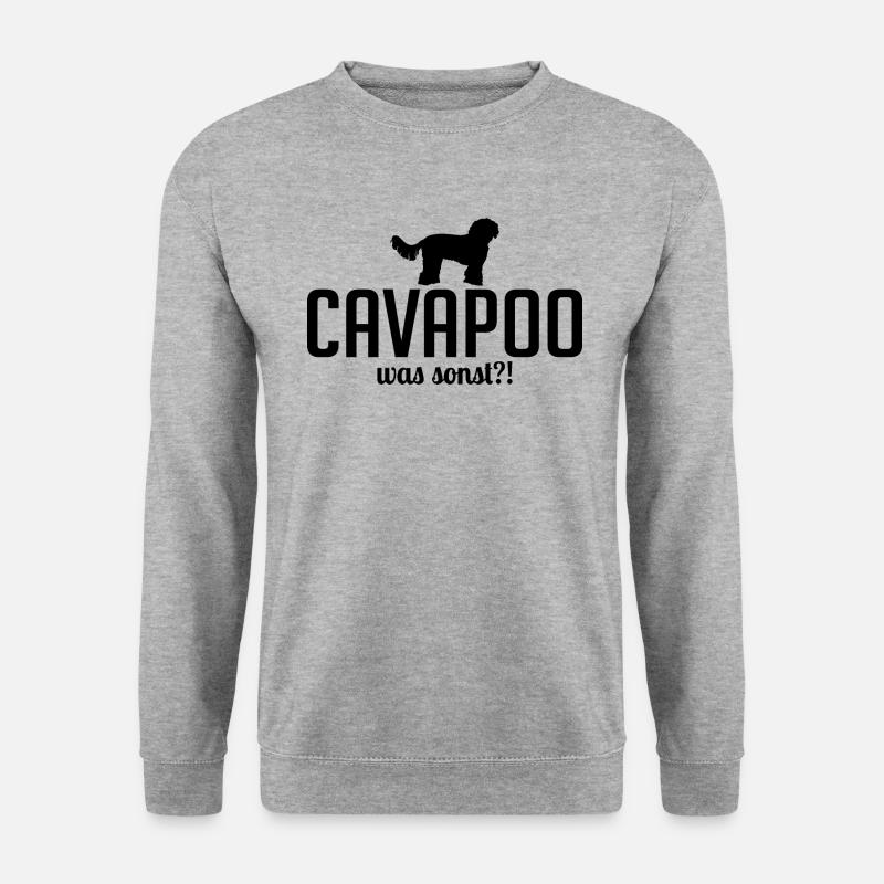 Cavapoo was sonst Hundespruch Hunde Wilsigns - Unisex Pullover - Weißgrau meliert