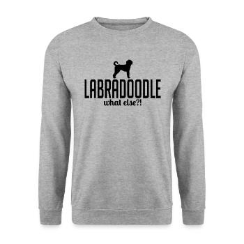 Labradoodle what else Hundespruch Hunde - Unisex Pullover - Weißgrau meliert - Vorne - Alina (178cm) & Michal (187cm)
