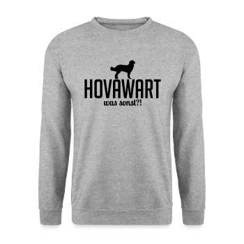 HOVAWART was sonst Hunde Spruch Hunde Wilsigns - Unisex Pullover - Weißgrau meliert - Vorne - Alina (178cm) & Michal (187cm)