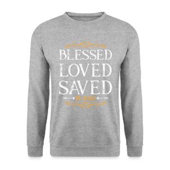 segen bibel liebe - Unisex Pullover - Weißgrau meliert - Vorne - Alina (178cm) & Michal (187cm)
