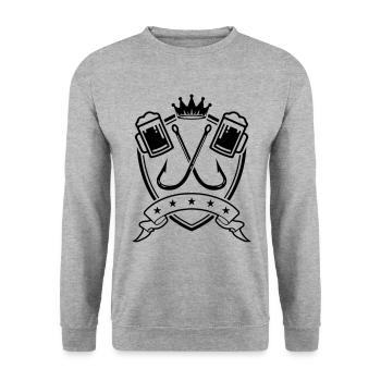 fish hook fishing beer - Unisex Sweatshirt - salt & pepper - Front - Alina (178cm) & Michal (187cm)