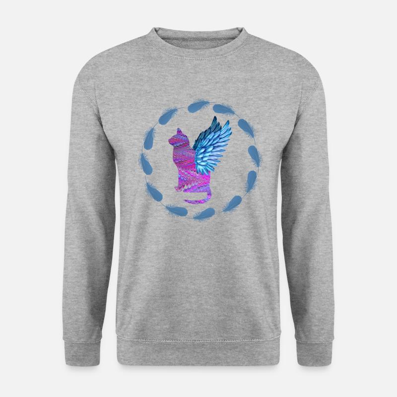katzenengel e 62 - Unisex Pullover - Weißgrau meliert