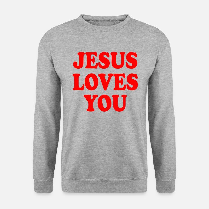 Jesus loves you - Unisex Pullover - Weißgrau meliert