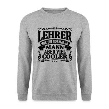 lehrer aber viel cooler - Unisex Pullover - Weißgrau meliert - Vorne - Alina (178cm) & Michal (187cm)