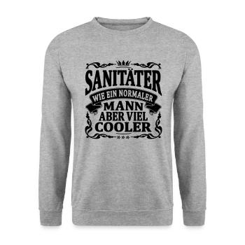 sanitäter aber viel cooler - Unisex Pullover - Weißgrau meliert - Vorne - Alina (178cm) & Michal (187cm)