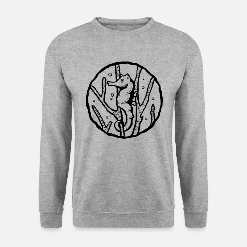 Seepferdchen - Unisex Pullover - Weißgrau meliert