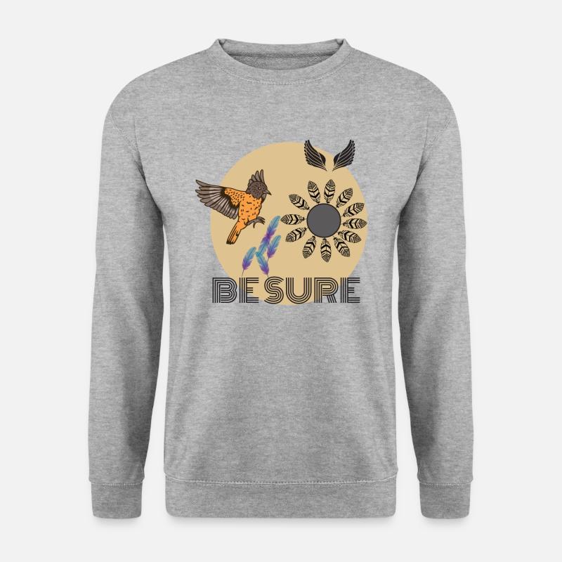 Bird feather design - Unisex Pullover - Weißgrau meliert