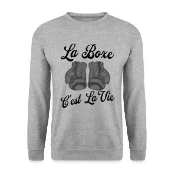 La boxe, c'est la vie.. - Sweat-shirt Unisexe - gris chiné - Devant - Alina (178cm) & Michal (187cm)