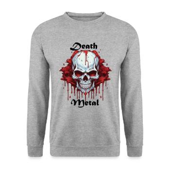Death Metal - Totenkopf - Sweat-shirt Unisexe - gris chiné - Devant - Alina (178cm) & Michal (187cm)