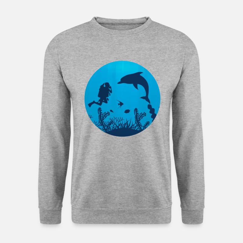 Taucher tauchen unter Wasser tauchen Geschenk - Unisex Pullover - Weißgrau meliert