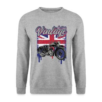 classic moto retro - Unisex Sweatshirt - salt & pepper - Front - Alina (178cm) & Michal (187cm)